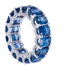  DIAMOND PEEK-A-BOO CHUNKY BLUE SAPPHIRE ETERNAL RING