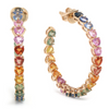 PARTY-COLORED SAPPHIRE HEART HOOPS