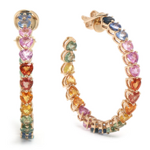  PARTY-COLORED SAPPHIRE HEART HOOPS