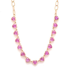  BEZELED PINK SAPPHIRE HEART PAPERCLIP NECKLACE