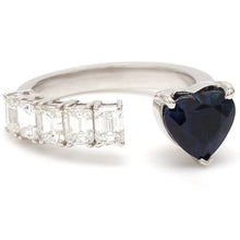  BLUE CANDY HEART & DIAMOND (EMERALD-CUT) RING