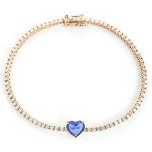  BLUE SAPPHIRE HEART DIAMOND TENNIS BRACELET