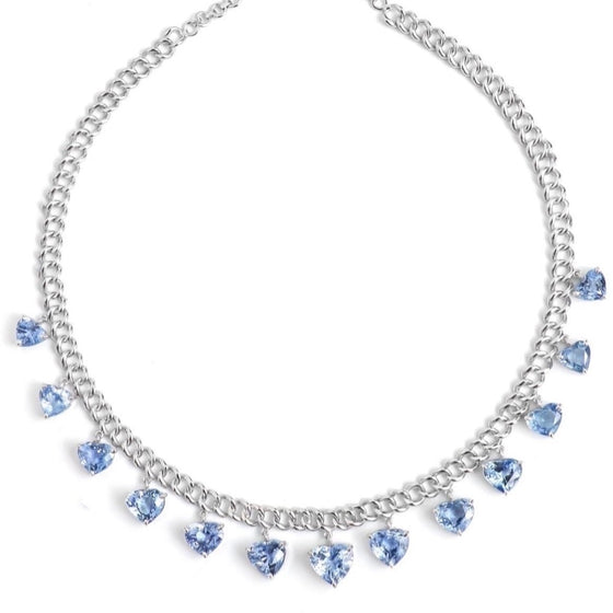 BLUE SAPPHIRE HEARTS CHAIN NECKLACE
