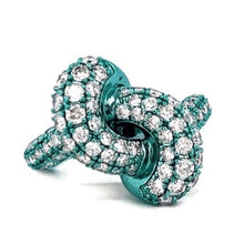  'I LITERALLY CAN KNOT!' DIAMOND & TEAL RHODIUM RING