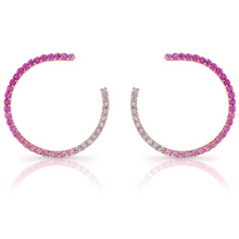  OMBRE DIAMOND & PINK SAPPHIRE CRESCENT HOOPS
