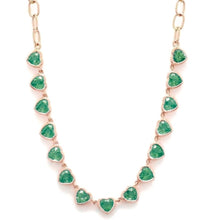  BEZELED EMERALD HEART PAPERCLIP NECKLACE