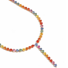  PARTY-COLORED SAPPHIRE HEART-DROP NECKLACE | LARIAT NECKLACE