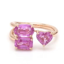  PINK SAPPHIRE TRIPLET MIX-SHAPE RING