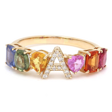  PARTY-COLORED SAPPHIRE "INITIAL-REACTION" RING | LETTER RING