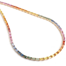  PARTY-COLORED SAPPHIRE (EMERALD-CUT) TENNIS NECKLACE