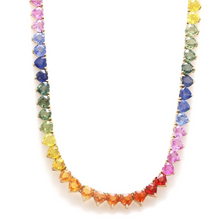  PARTY-COLORED SAPPHIRE HEART TENNIS NECKLACE