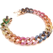  CHUNKY PARTY-COLORED SAPPHIRE CHAIN BRACELET