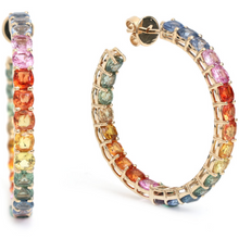  PARTY-COLORED SAPPHIRE CUSHION HOOPS
