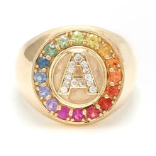  PARTY-COLORED SAPPHIRE "INITIAL-REACTION" SIGNET RING | LETTER RING