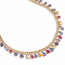  MIX-SHAPE PARTY-COLORED SAPPHIRE CHAIN NECKLACE
