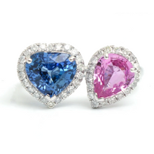  PINK-BLUE TWIN HALO MIX-SHAPE RING