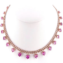  PINK SAPPHIRE HEARTS CHAIN NECKLACE