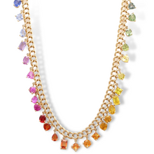  LARGE PARTY-COLORED SAPPHIRE MIX-SHAPE CHAIN NECKLACE