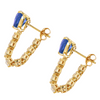 BLUE SAPPHIRE HEART & DIAMOND DROPLET LOOP EARRINGS