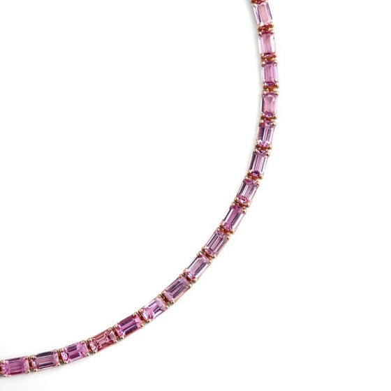 PINK SAPPHIRE (EMERALD-CUT) TENNIS NECKLACE