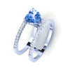 BLUE CANDY HEART DOUBLE DIAMOND BAND RING