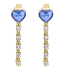 BLUE SAPPHIRE HEART & DIAMOND DROPLET LOOP EARRINGS