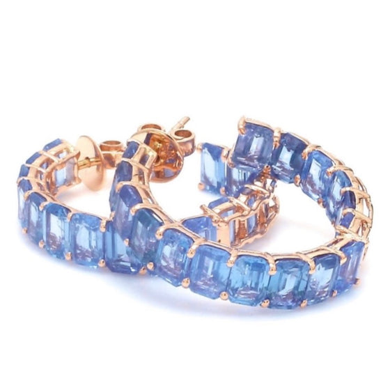 BLUE SAPPHIRE CHUNKY HOOPS