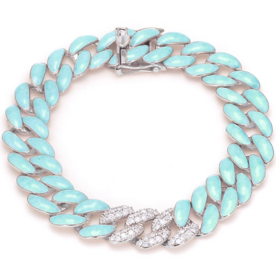 CHUNKY DIAMOND & ENAMEL CHAIN BRACELET