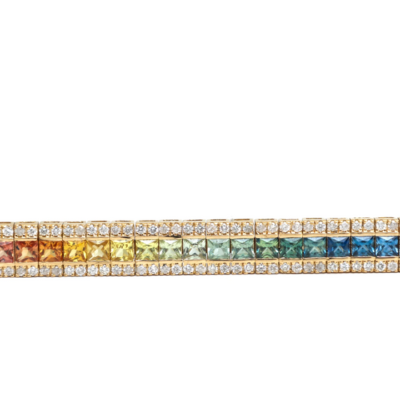 DIAMOND & PARTY-COLORED SAPPHIRE TENNIS BRACELET