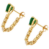 EMERALD HEART & DIAMOND DROPLET LOOP EARRINGS