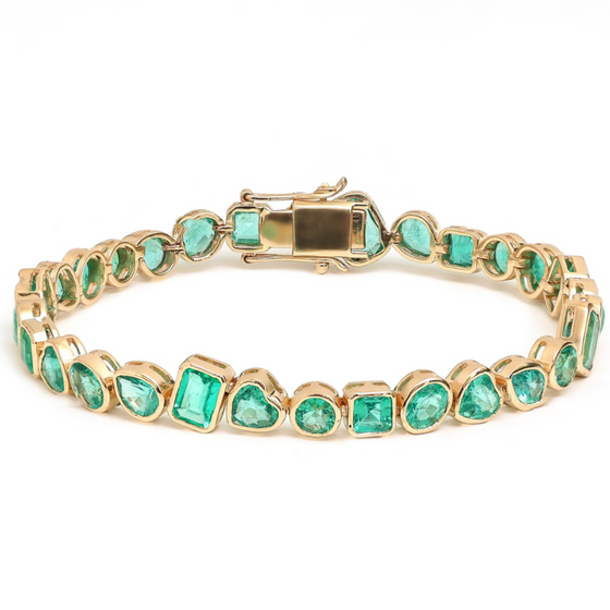 EMERALD MIX-SHAPE BEZELED BRACELET