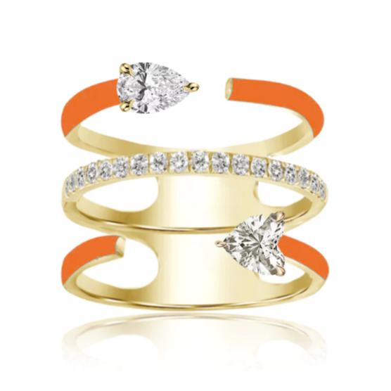 MINI TRIPLE ROW DOUBLE SHAPE-SHIFTER DIAMOND & ENAMEL RING