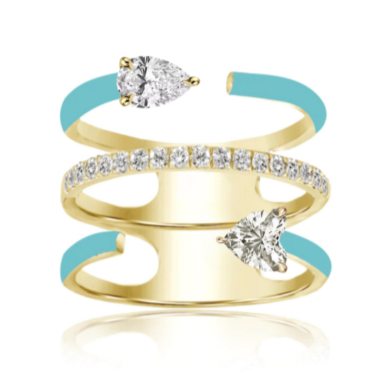 MINI TRIPLE ROW DOUBLE SHAPE-SHIFTER DIAMOND & ENAMEL RING