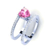 PINK CANDY HEART DOUBLE DIAMOND BAND RING