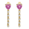 PINK SAPPHIRE HEART & DIAMOND DROPLET LOOP EARRINGS