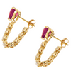 RUBY HEART & DIAMOND DROPLET LOOP EARRINGS