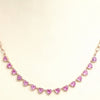 BEZELED PINK SAPPHIRE HEART PAPERCLIP NECKLACE