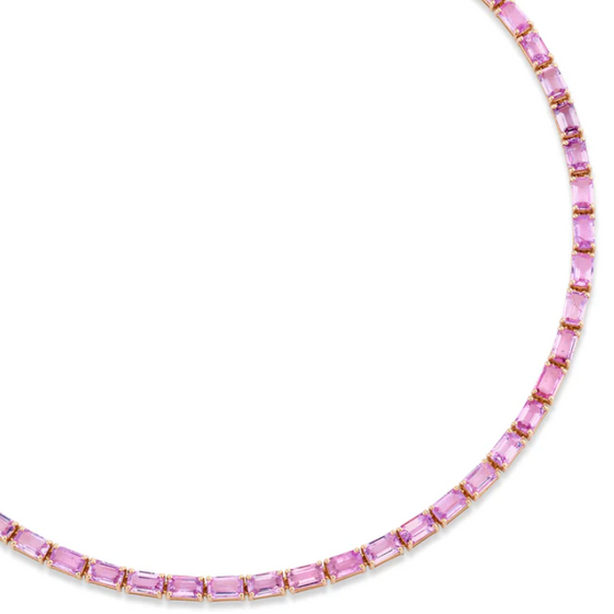 PINK SAPPHIRE (EMERALD-CUT) TENNIS NECKLACE