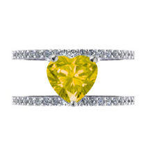  YELLOW CANDY HEART DOUBLE DIAMOND BAND RING