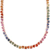 BEZELED PARTY-COLORED SAPPHIRE HEART TENNIS NECKLACE