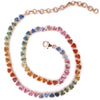 BEZELED PARTY-COLORED SAPPHIRE HEART TENNIS NECKLACE