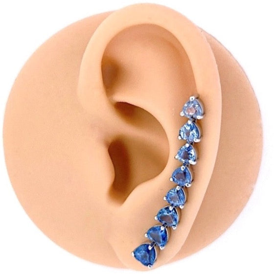 MINI BLUE SAPPHIRE HEART EAR CLIMBER