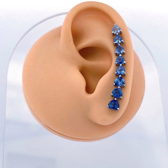 MINI BLUE SAPPHIRE HEART EAR CLIMBER