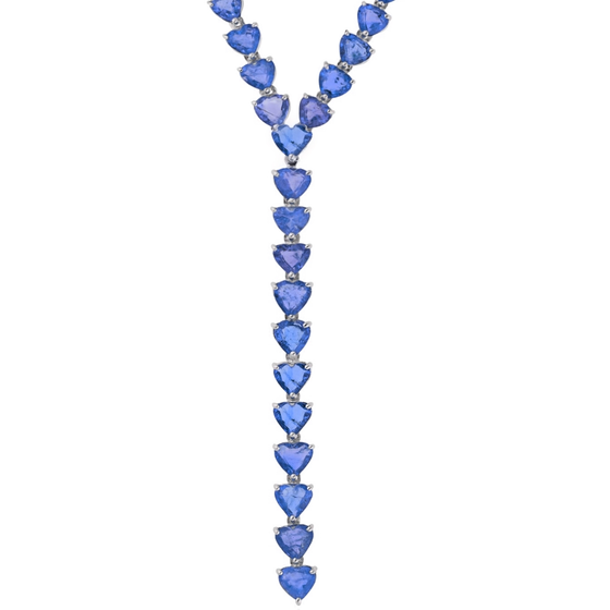 BLUE SAPPHIRE HEART-DROP NECKLACE | LARIAT NECKLACE