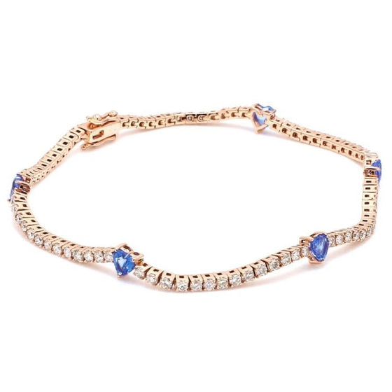 MINI BLUE SAPPHIRE HEARTS DIAMOND TENNIS BRACELET