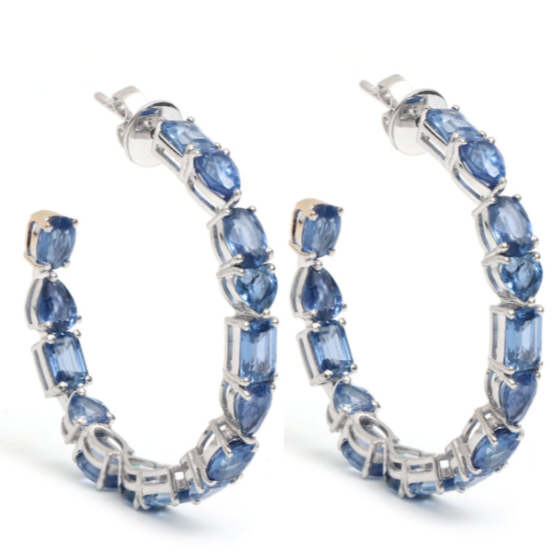 BLUE SAPPHIRE MIX-SHAPE HOOPS