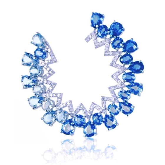 ZIGZAG DIAMONDS OMBRE BLUE CRESCENT HOOPS