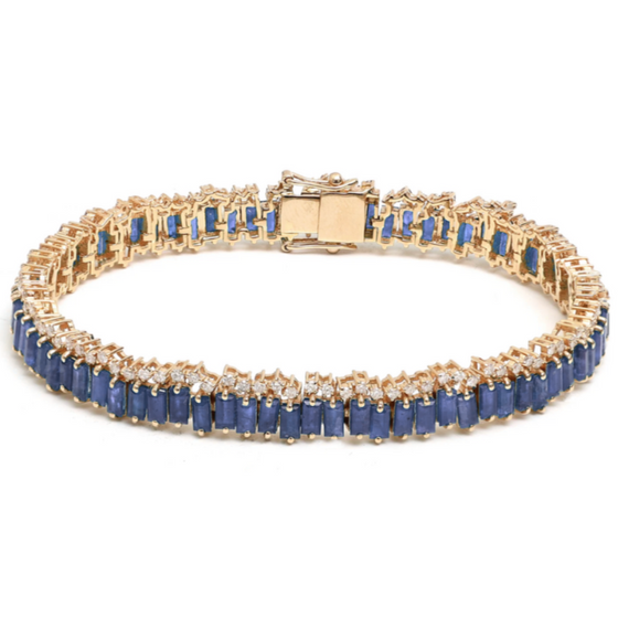 BLUE SAPPHIRE AND DIAMOND SPRINKLES TENNIS BRACELET