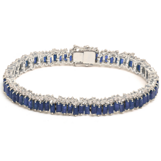 BLUE SAPPHIRE AND DIAMOND SPRINKLES TENNIS BRACELET