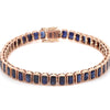 BLUE SAPPHIRE (EMERALD-CUT) BEZELED TENNIS BRACELET